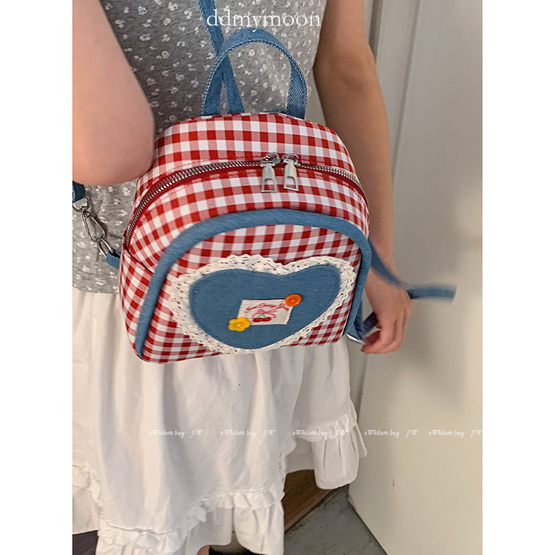 2025 New College Cute Fashion Versatile Ins Plaid Lightweight Girls Large Capacity Backpack for Women ddmymoon