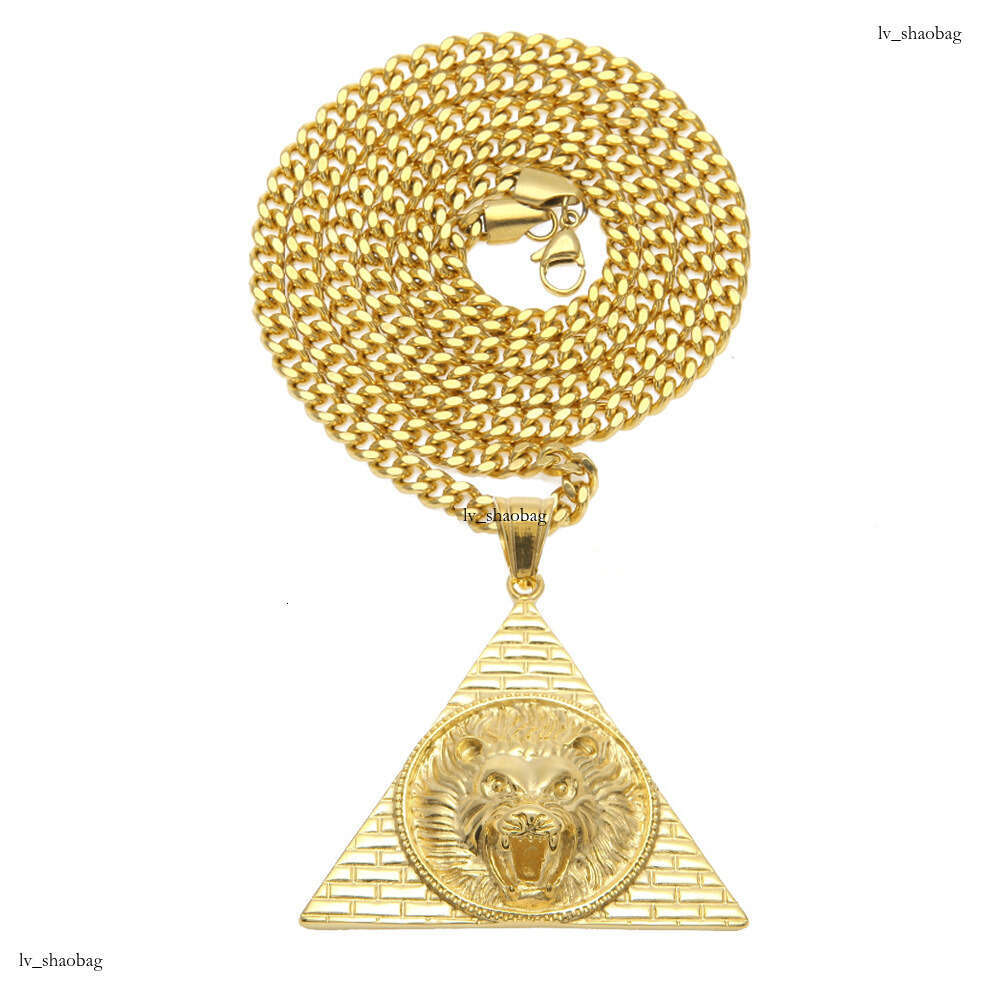 New Cool Lion Head Tag Gold Plated Sterling Silver Pendant Hip Hop Jewelry