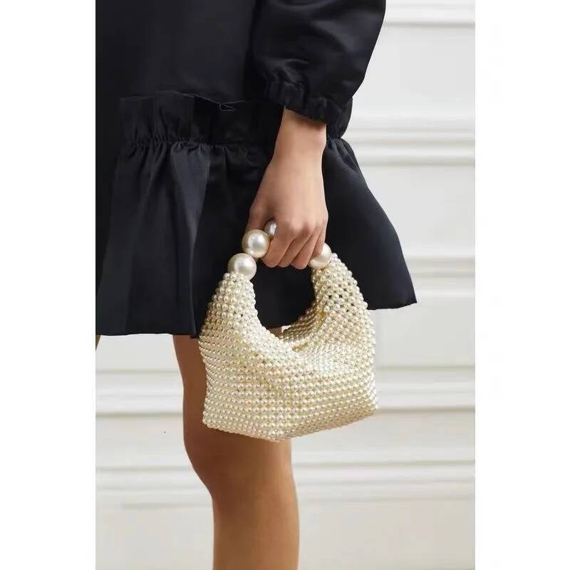 Fashion Acrylic Beading Women Beaded Handbags Handmade Woven Summer Beach Party Purses Tote bag high-quality