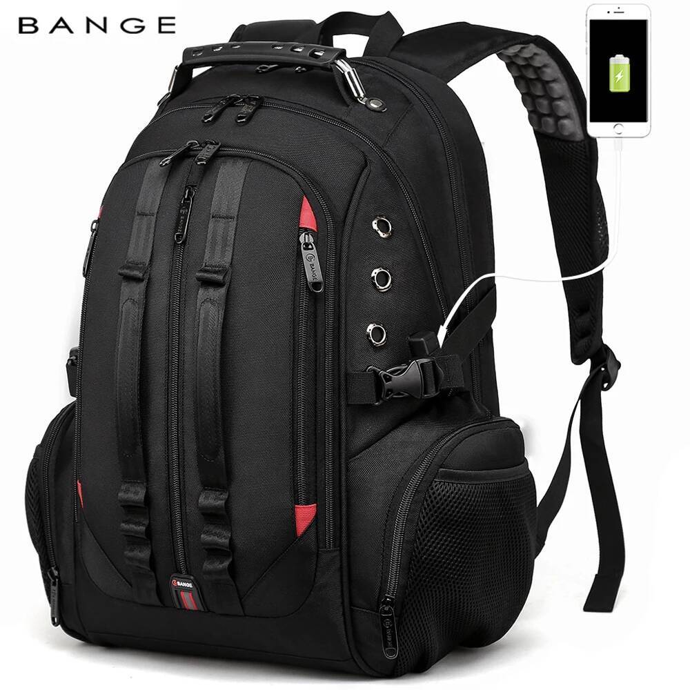 BANGE Large Multi-Function 40L Laptop 17 Inch Durable Travel Backpack School Bag For Teenagers with USB Recharging Port high-quality