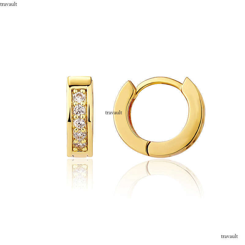 Geometric Round Micro Paved Zircon Earrings Personality Versatile Fashion Trend Buckle Ear Jewelry Accessories