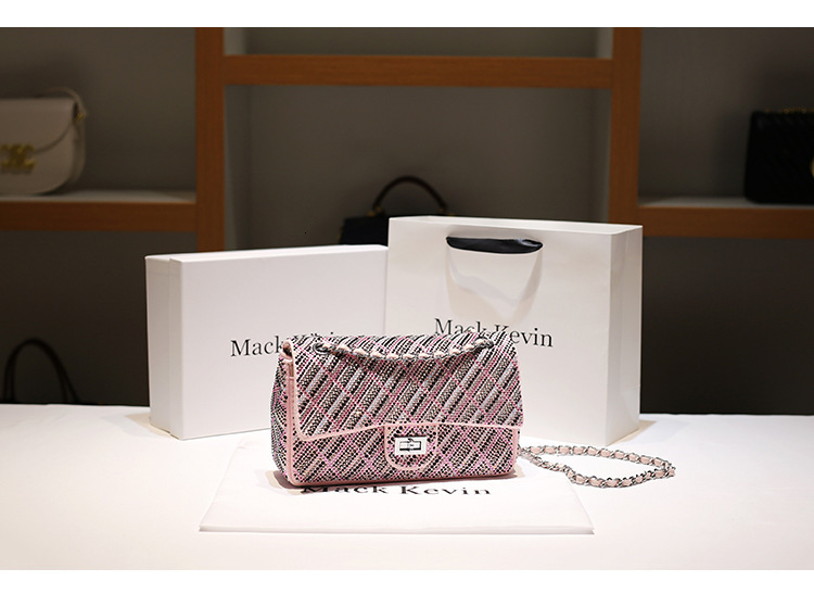 2025 New Women's Designer Handbag High End Style Diamond Bag One Shoulder Oblique Body Small Square Bag Inlaid With Diamond Women's Tiktok H