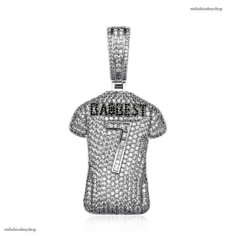 Hot Selling Hip-Hop Personality Trend Full Moissanite chain 7 Number Jersey Pendant 3D Men's Necklace