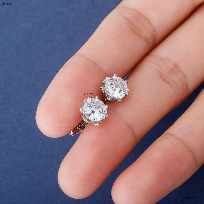 0.1 ct-2 ct Sier Inlaid Moissanite Flower Snowflake Stud Earrings
