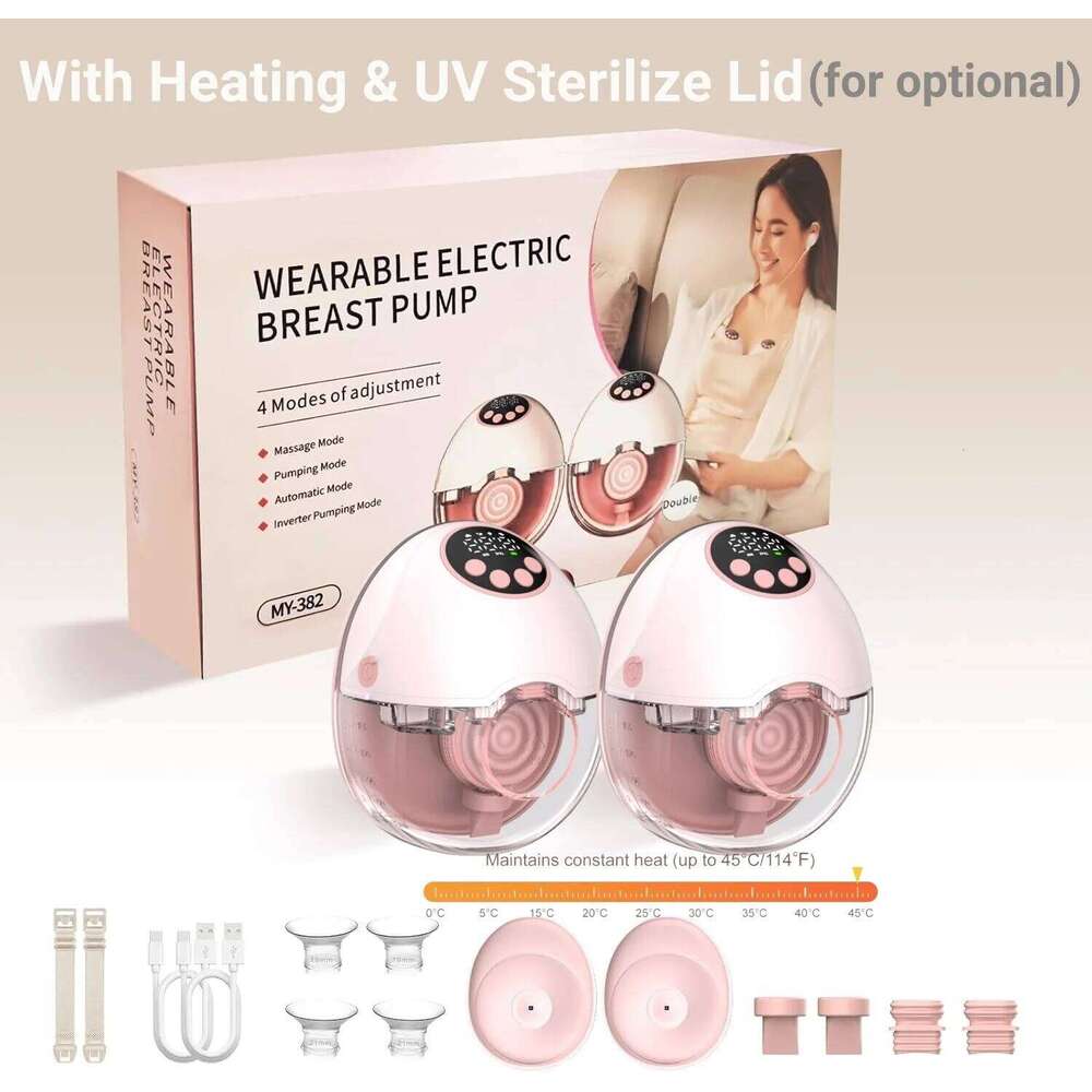 Breast Electric Handsfree BPA Free With Heating & UV Sterilize Lid Optional Wireless Upgrade Wearable Breastfeeding Pump