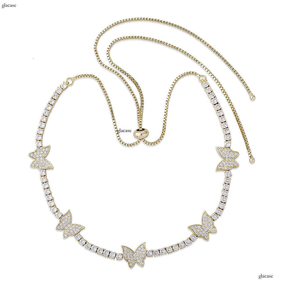 Butterfly Colorful Cuban Chain Full Moissanite chain Hip Hop Trendy Unisex Necklace
