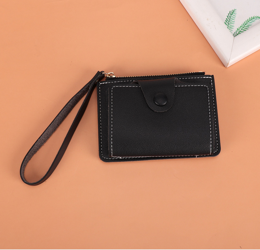 Factory Direct Korean Style Wrist Strap Card Holder Card Clip Solid Color Luxury Bag Mini Creative Custom LOGO Coin Purse