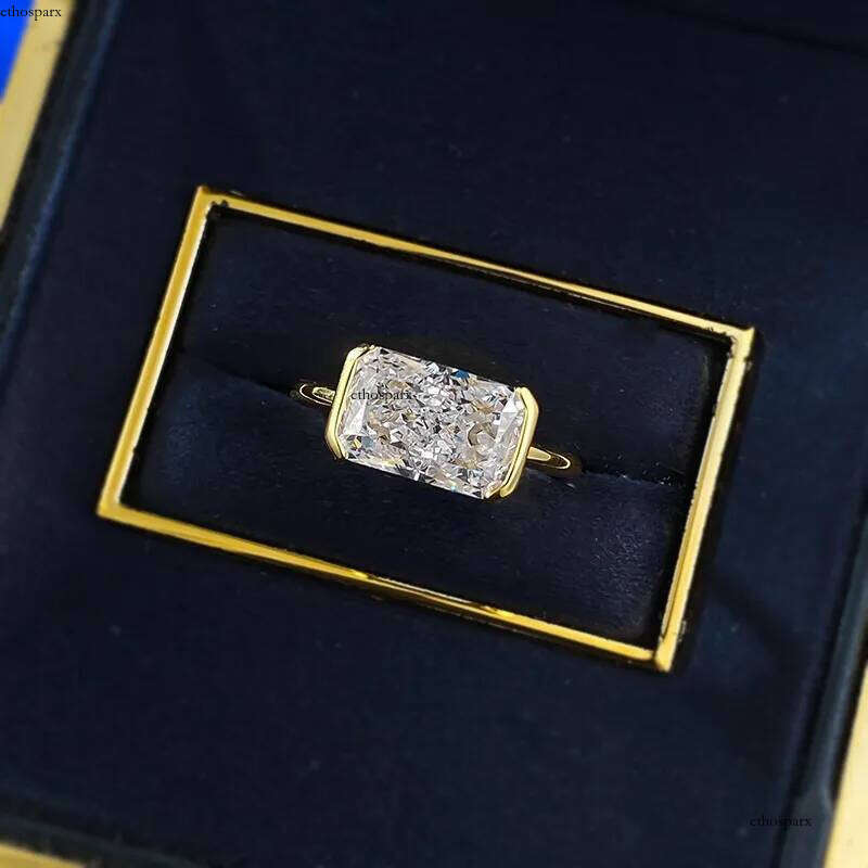 2025 Sparkling Rulalei Brand Wedding Rings Handmade Jewelry Pure 100% Sterling Sier Ice Cut White Moissanite Dia Party Elegant Women Bride Ring Gift