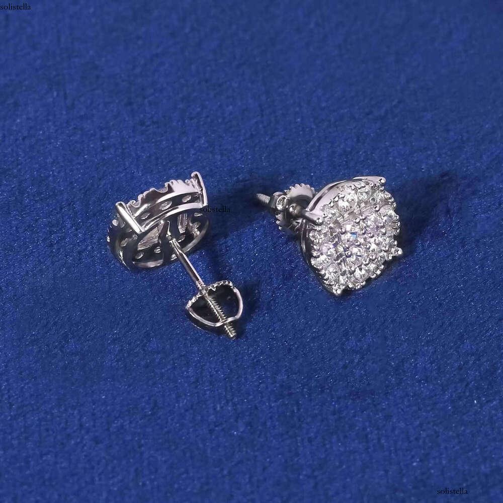 Iced Out Flower Sterling Sier Bling 4 Prong Moissanite Earrings