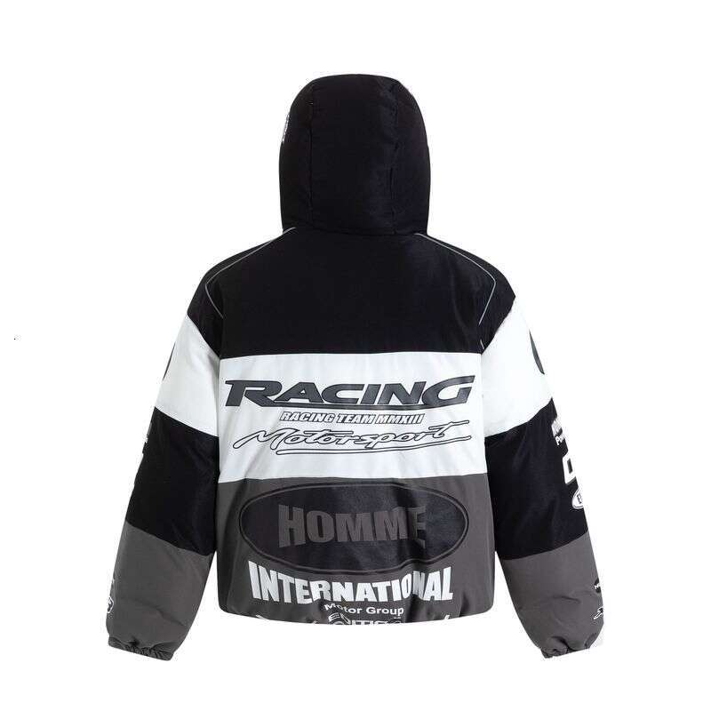 Men's Clothing Club American Motorcycle Racing Suit Autumn And Winter 2023 New Quilted Thickened Hooded Jacket Cotton Coat