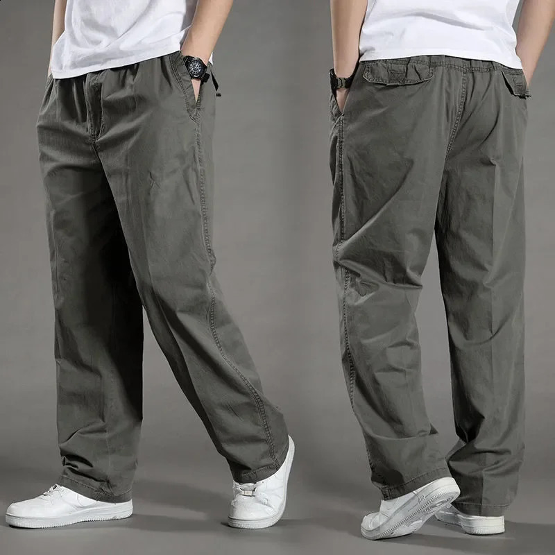 Mens Cargo Pants Spring Cotton Black Work Large Size Summer Casual Climbing Joggers Sweatpants Man Autumn Trousers 250809
