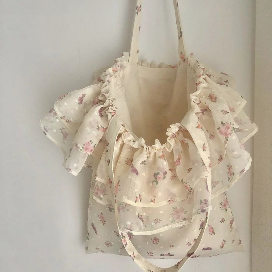 2025 New Korean Style Floral for Women, Fresh and Simple Commuter Backpack, Versatile Large Capacity Canvas Double Shoulder Bag ddmymoon