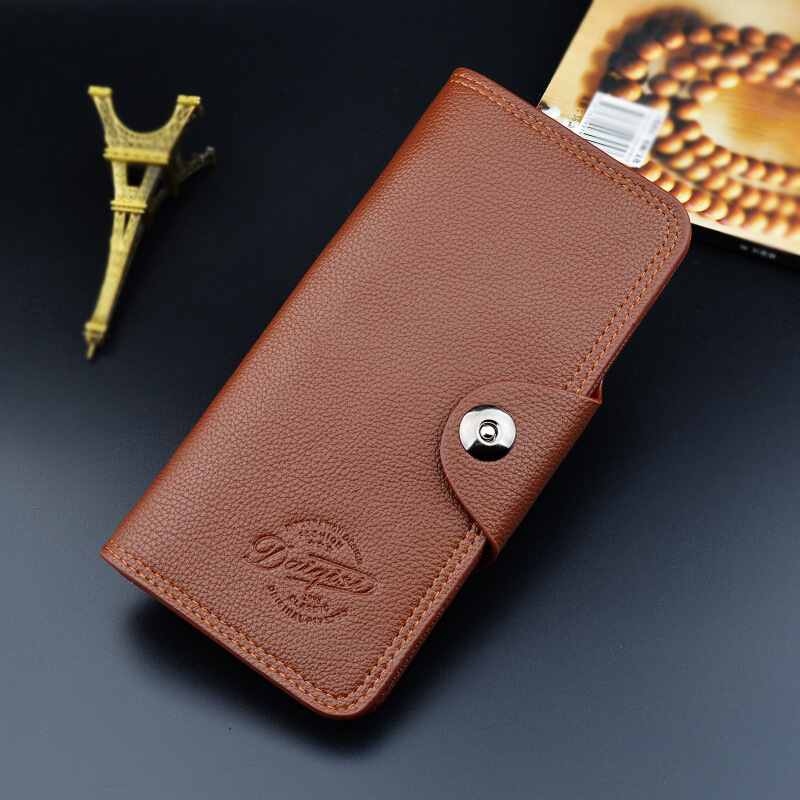 New Men's Wallet Long Style Money Clip For Young Men Fashionable Buckle Multi-card Slot Lychee Pattern Leather Wallet Designer Bag Card Luxury Ba
