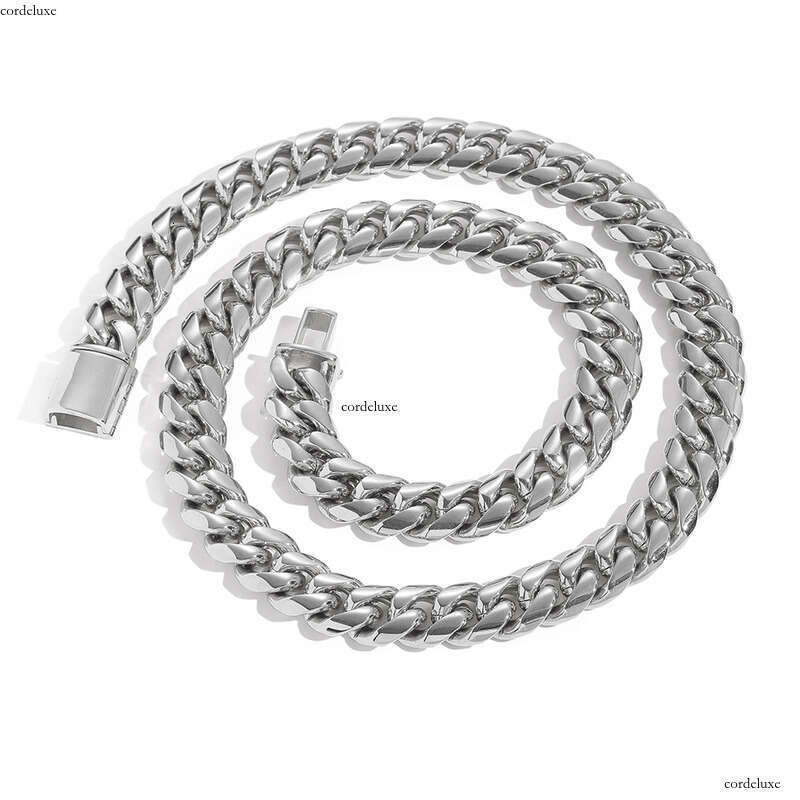 Jewelry Flip Clasp Miami Trendy Brand Hip Hop Stainless Cuban Chain Titanium Steel Men's Necklace