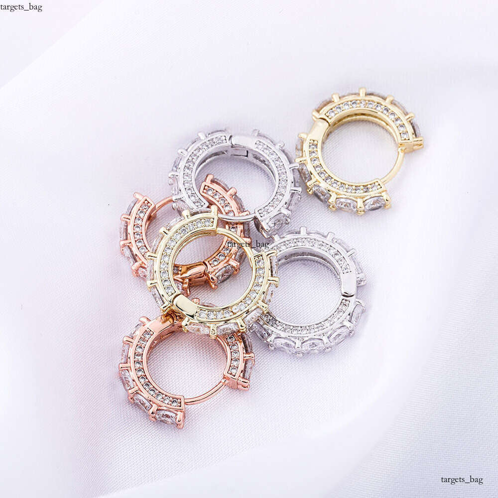 New Style Hoop Full Zircon BlingBling Unisex Hip-Hop Earrings Gold Jewelry