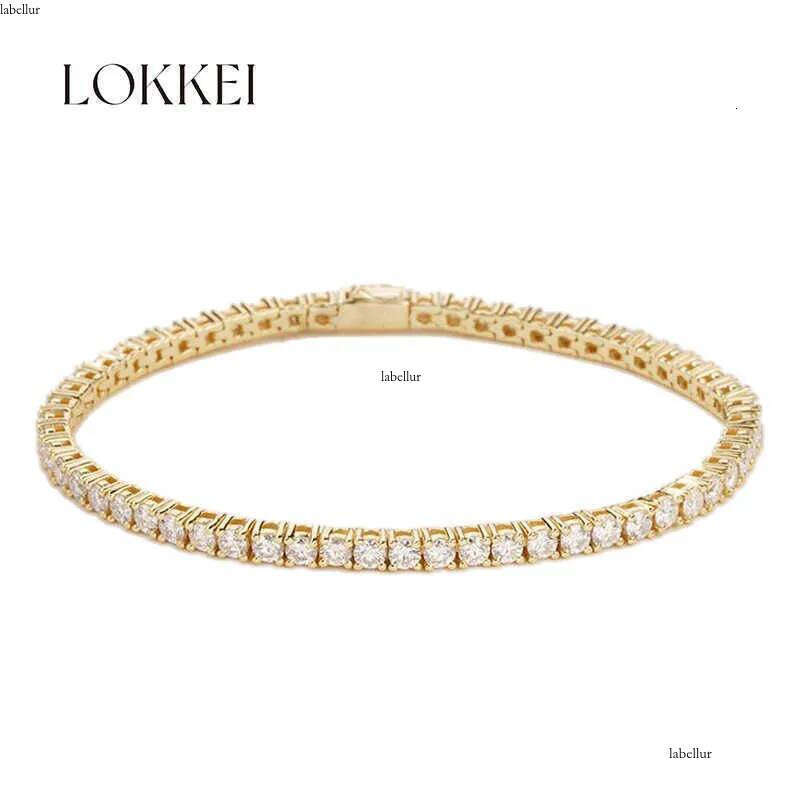 LOKKEI Non-tarnish Gold Plated 3MM Moissanite Dia Tennis Bracelet for Women Hip-Hop Style Jewelry Wholesale
