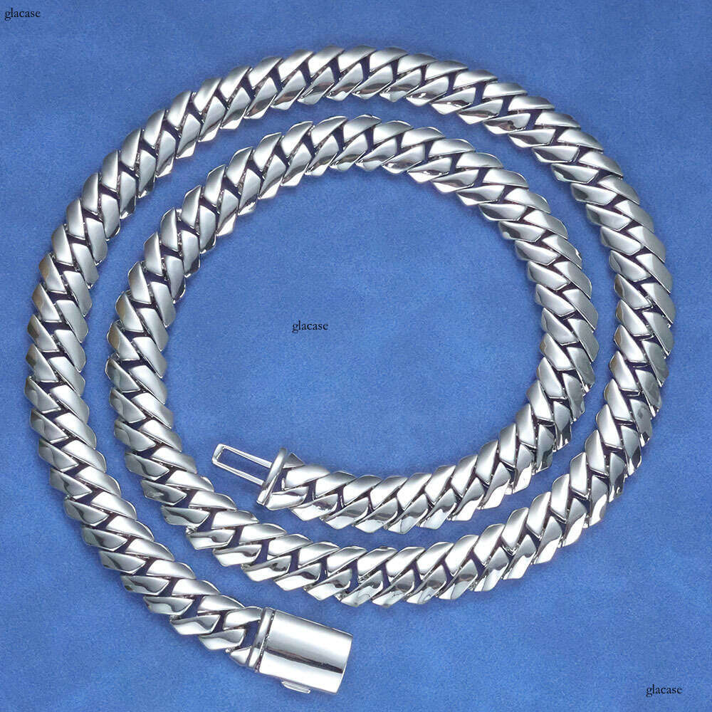 Hip Hop 12mm Rhombus Smooth Cuban Chain Men's Necklace Personality Trendy Jewelry Accessories