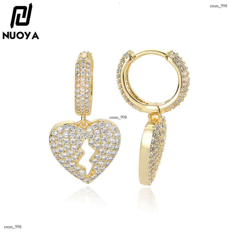 Heartbreak Hip Hop Full Zircon Personality Unisex Hiphop Stud Earrings