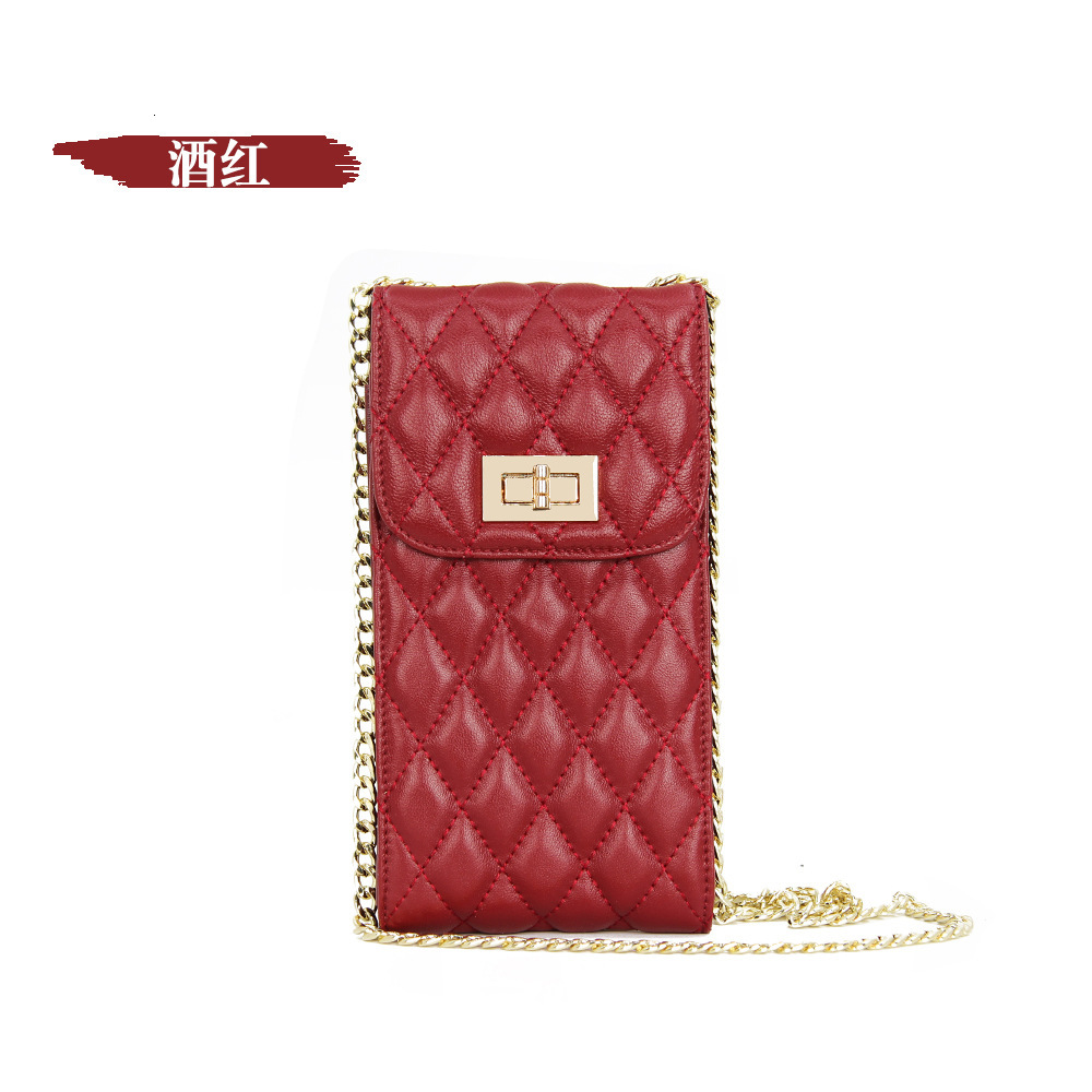 Korean Version Multifunctional Sheepskin Chain Bag Slanted Shoulder Bag Upright Phone Bag Luxury Bag Free Delivery Designer Leather Women's Bag