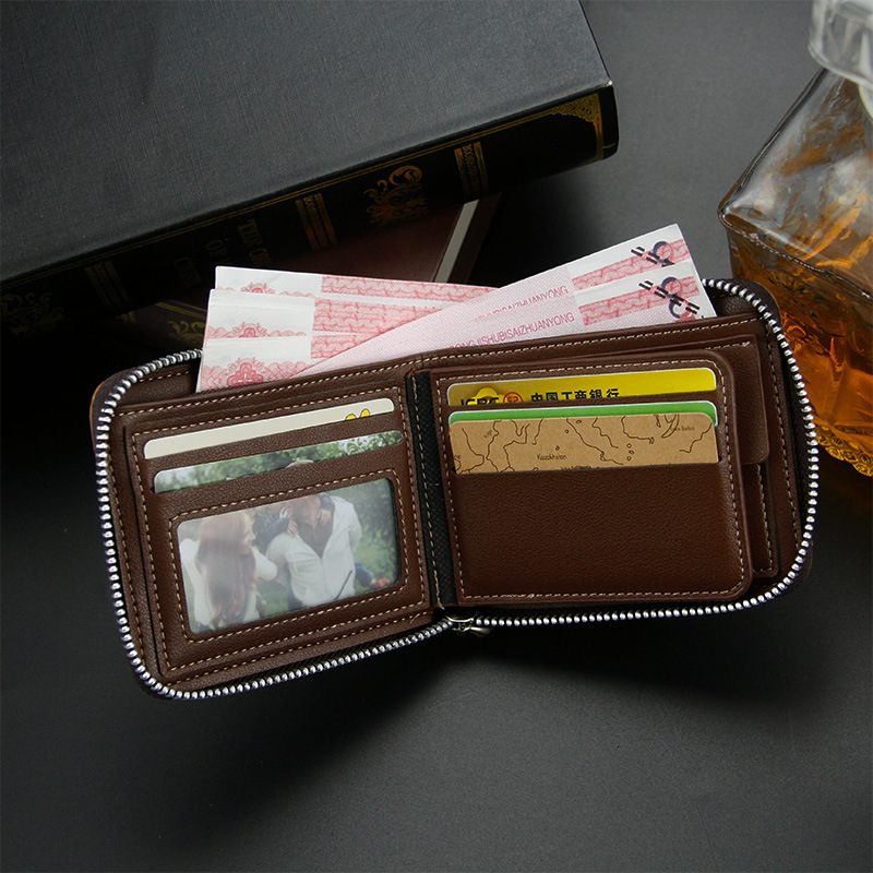 Menbense New Men's Short Wallet Fashion Business Men's Zipper Wallet Coin Luxury Bag Purse Men's Wallet Money Clip