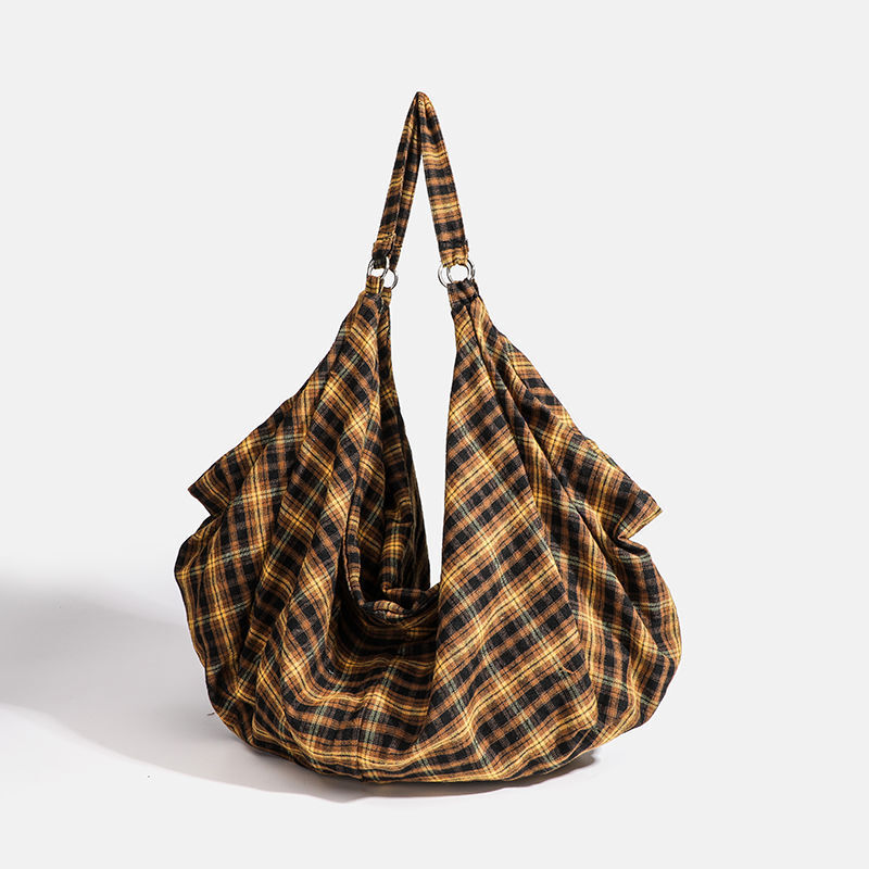 Plaid Tote 2025 New Large Capacity Shoulder Crossbody Canvas Bag ddmymoon