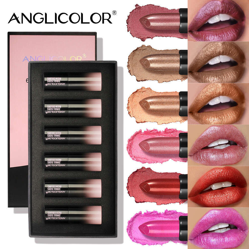Makeup Pearlescent Set 6-Pack Waterproof Fine Shimmer Non-Stick Cup Lipstick Kit Free shipping