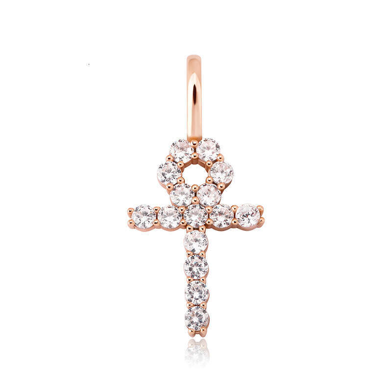 Iced Out VVS Angel Cross Pendant Micro Paved Moissanite chain Women Hip Hop Versatile Necklace