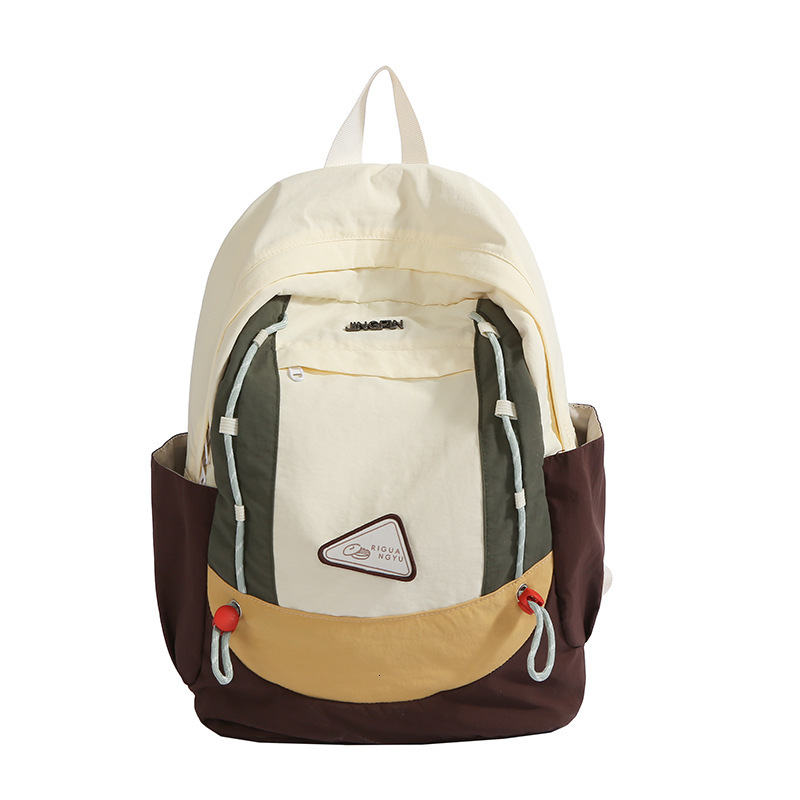 Minimalist Korean Style Color-Block New Backpack Lightweight Travel Casual Double High Aesthetic Dirt-Resistant Large Capacity Single Shoulder Bag ddm