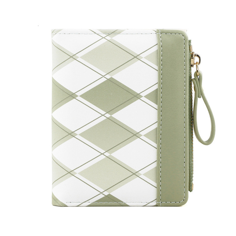 Small Wallet For Women, High-end Feel, Small Foldable Wallet, Short Plaid Luxury Bag Color-block Simple Coin Purse, Clutch Bag, Cross-border