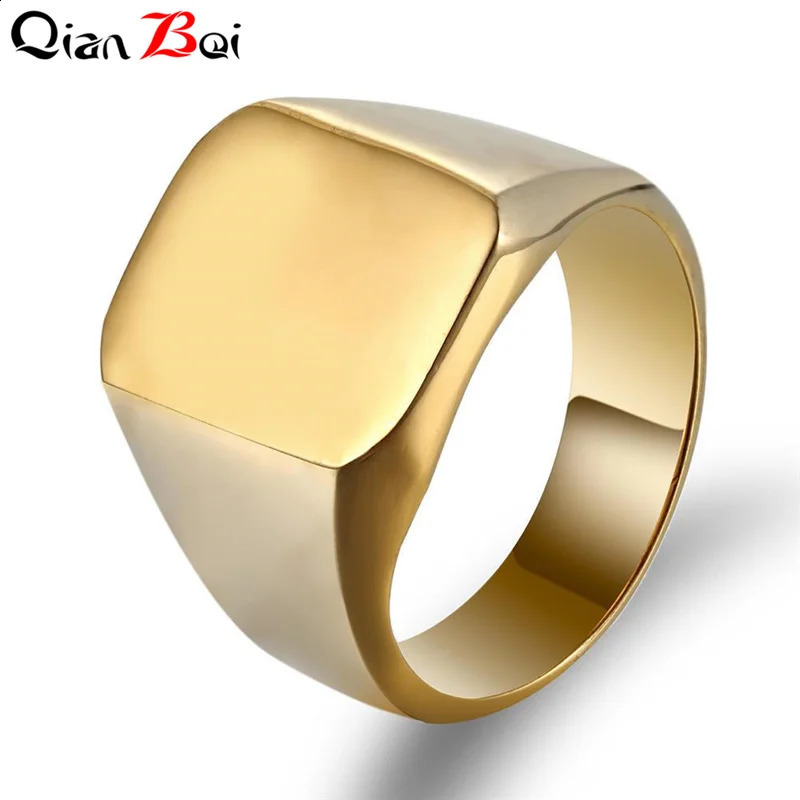 QianBei Smooth Mens Black Rock Punk Rings Cool Fashion Individuality Signet Ring for Men Party Jewelry 250807