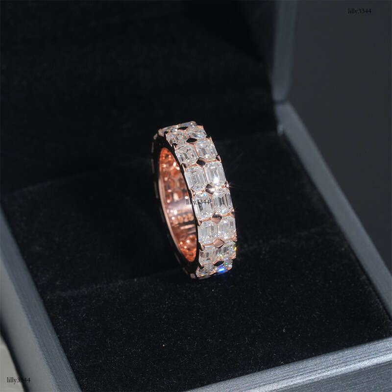ICED OUT Hot-Selling Silver Inlaid Moissanite Hip-Hop Trendy Fashion Versatile Ring