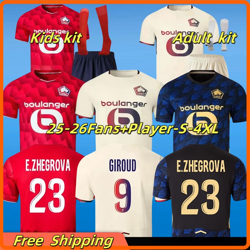 4XL 2025 2026 Lille Soccer Jerseys 80TH Shirt Kit Home Away Third HARALDSSON Men Kids Kit 25 26 Football Jersey GIROUD J DAVID E.ZHEGROVA ANGEL YAZICI Lille men Jersey
