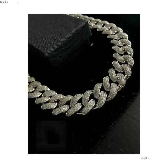 Arrival Miami Cuban Link Chain Vvs Moissanite Dia Stubbed Sterling Sier White Gold Plated