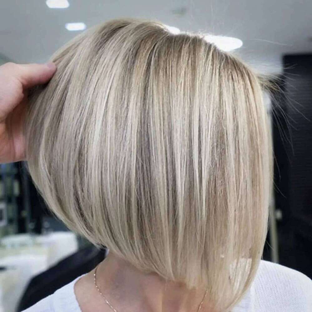Womens Fashion Blonde Bob Hair Soft Healthy Straight Synthetic Costume Party Wigs for Ladies