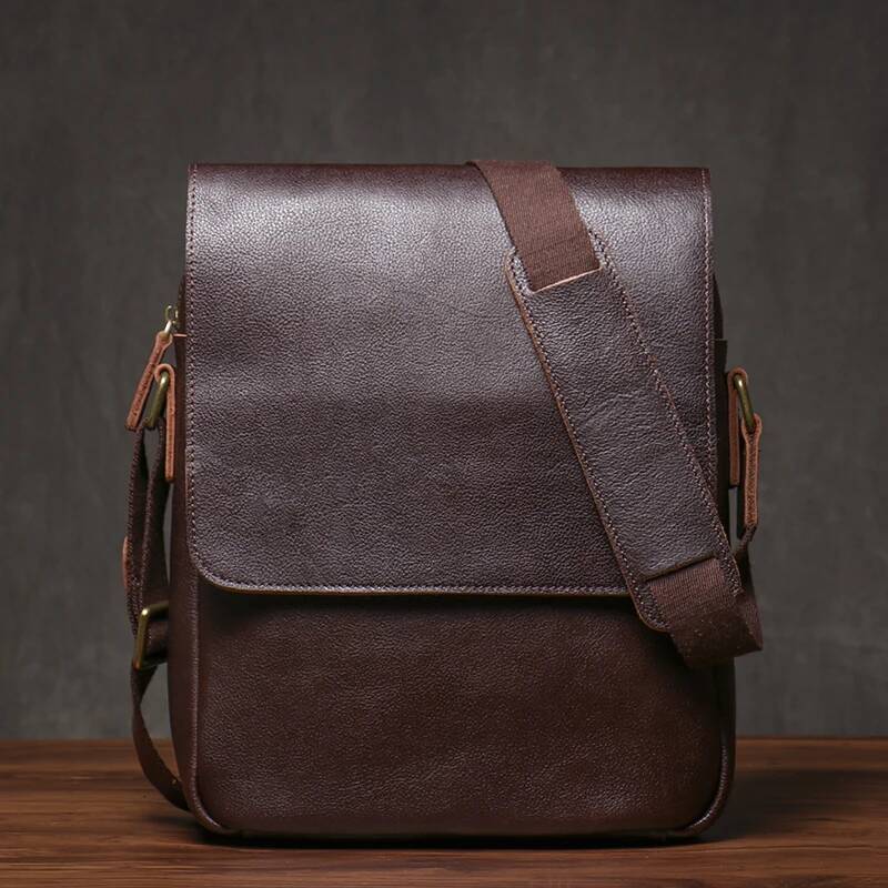 ROOG Men's Shoulder Sling Higher Quality Genuine Leather Crossbody Man Casual Weekends Messenger Bag For 12 Inch IPad