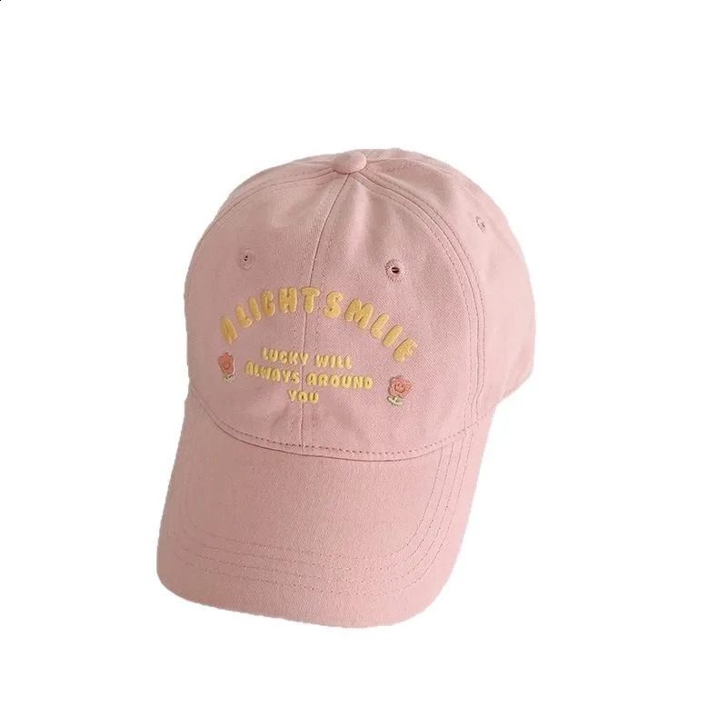 Pink Floral Baseball Cap for Women Embroidery Letters Duckbill Hats Outdoor Y2K Girl Sunshade ed Cap 250805