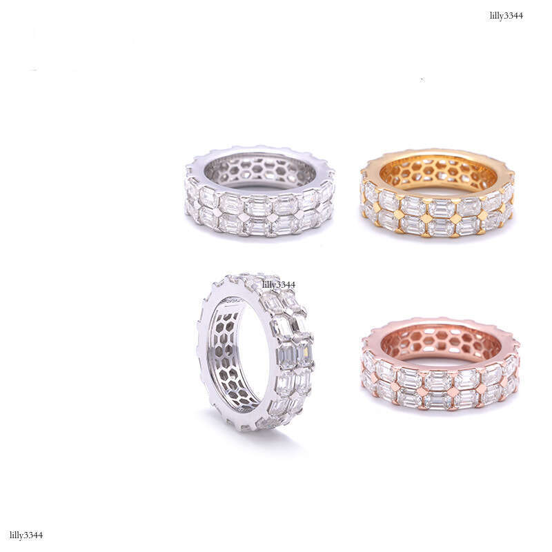 ICED OUT Hot-Selling Silver Inlaid Moissanite Hip-Hop Trendy Fashion Versatile Ring