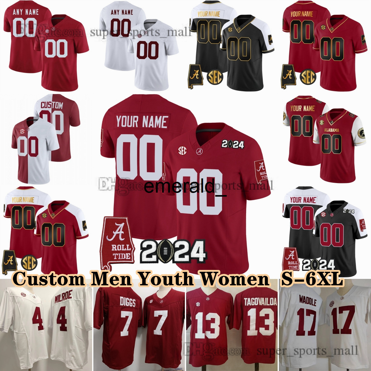 Authentic S-6XL Alabama Crimson Tide College Jersey 4 Jalen Milroe 26 Jam Miller 2 Ryan Williams Jihaad Campbell Jackson Simpson Bernard Hill Riley Young Lonergan