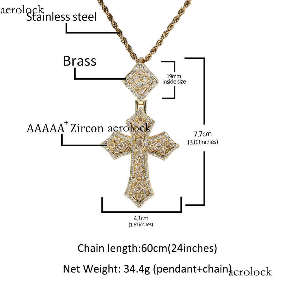Hip Hop Creative Rhombus Buckle Oval Main Stone Cross Pendant Necklace Unisex Personality Jewelry Trend
