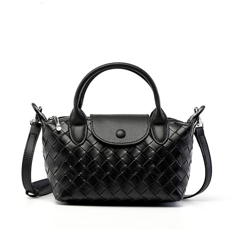Niche Design Genuine Leather Small Trendy New Cowhide Woven Women's Dumpling Phone Handheld Crossbody Bag