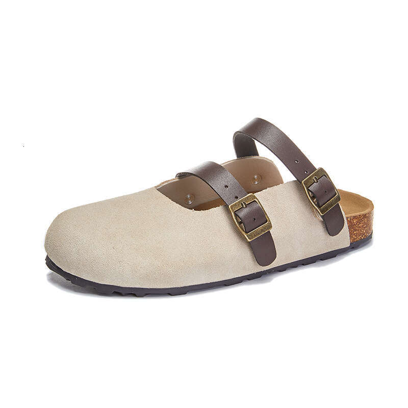 Genuine Leather Closed-Toe Slippers for Women 2025 Summer New Thick-Soled Height-Increasing Casual Shoes Fashion Versatile Outdoor Sandals