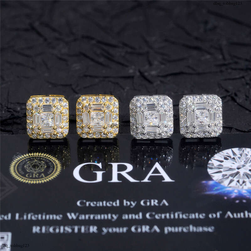 ICED OUT Earrings Moissanite Irregular Inlay Sier Real Gold Plating