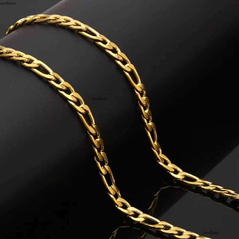 NUOYA Wholesale 3/5/6mm Gold Plated Stainless Steel Thin Custom Figaro Chain Bracelet for Women Mens