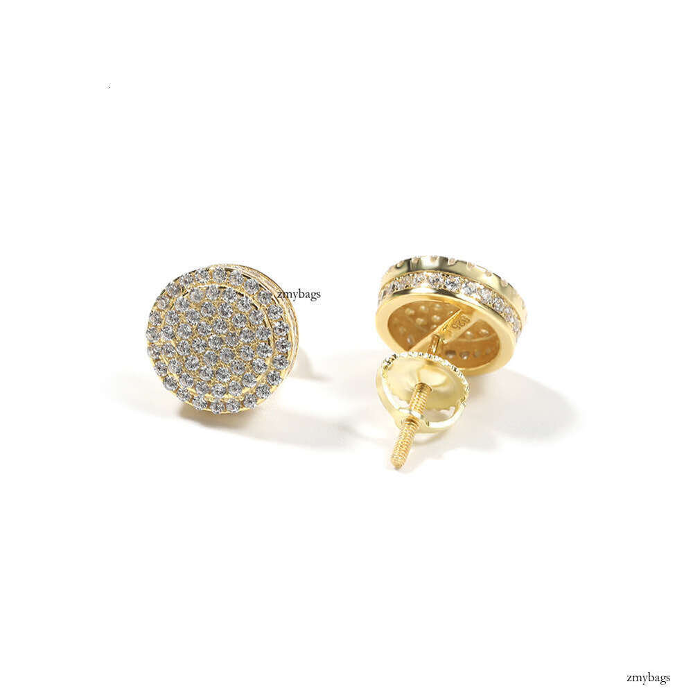 Hip-Hop Hot-Selling Sier Zircon Earrings Round Street Style Unisex Simple Jewelry