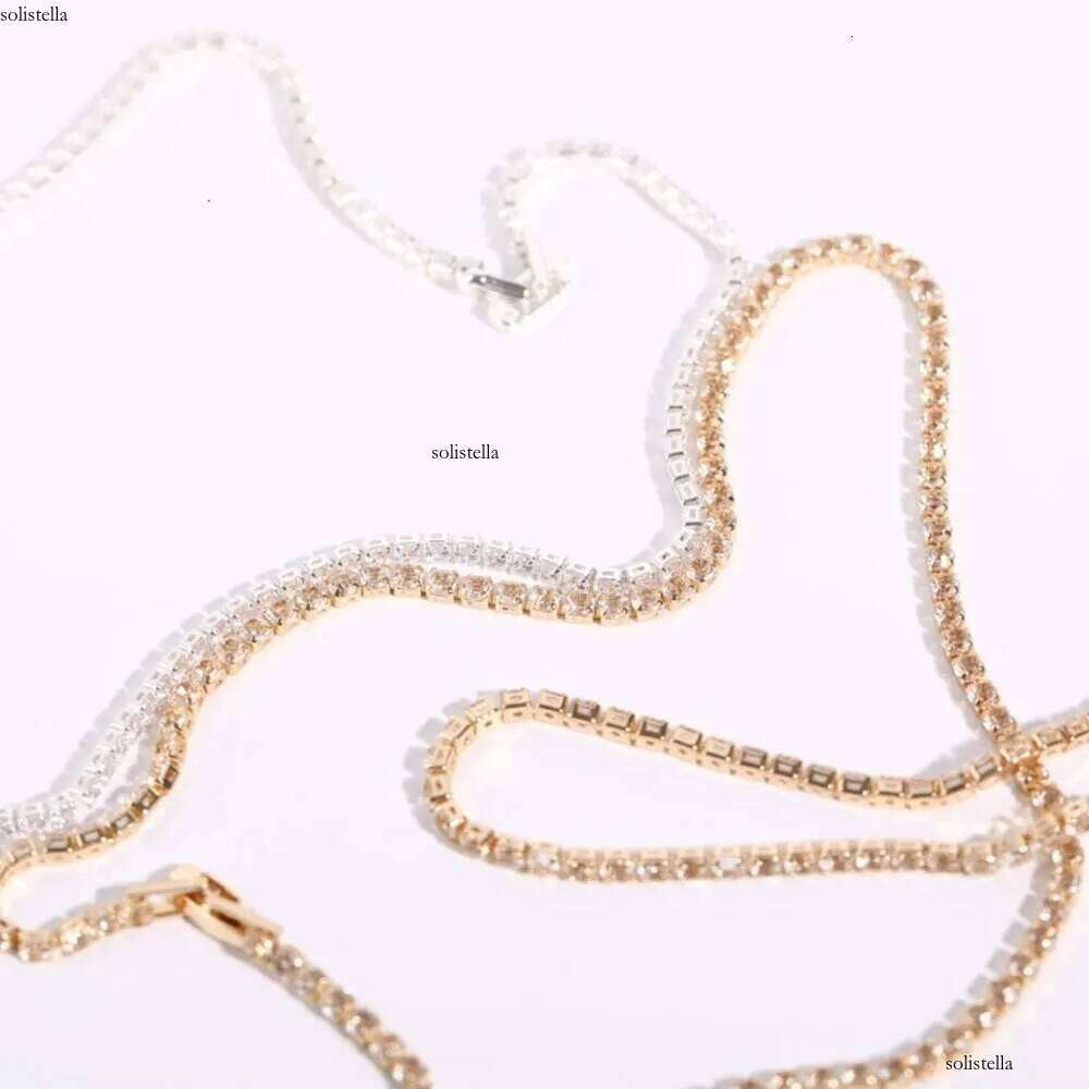 Tennis 2022 3mm Cubic Zircon buckle Necklace chocker gold plated clavicle chain necklace
