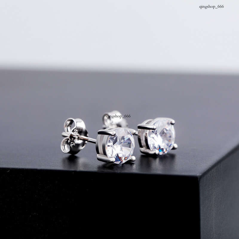 ins 4/6/8mm Round Zircon Iced Out VVS Earrings Gold Australian Jewelry Hip Hop Unisex Ear Accessories