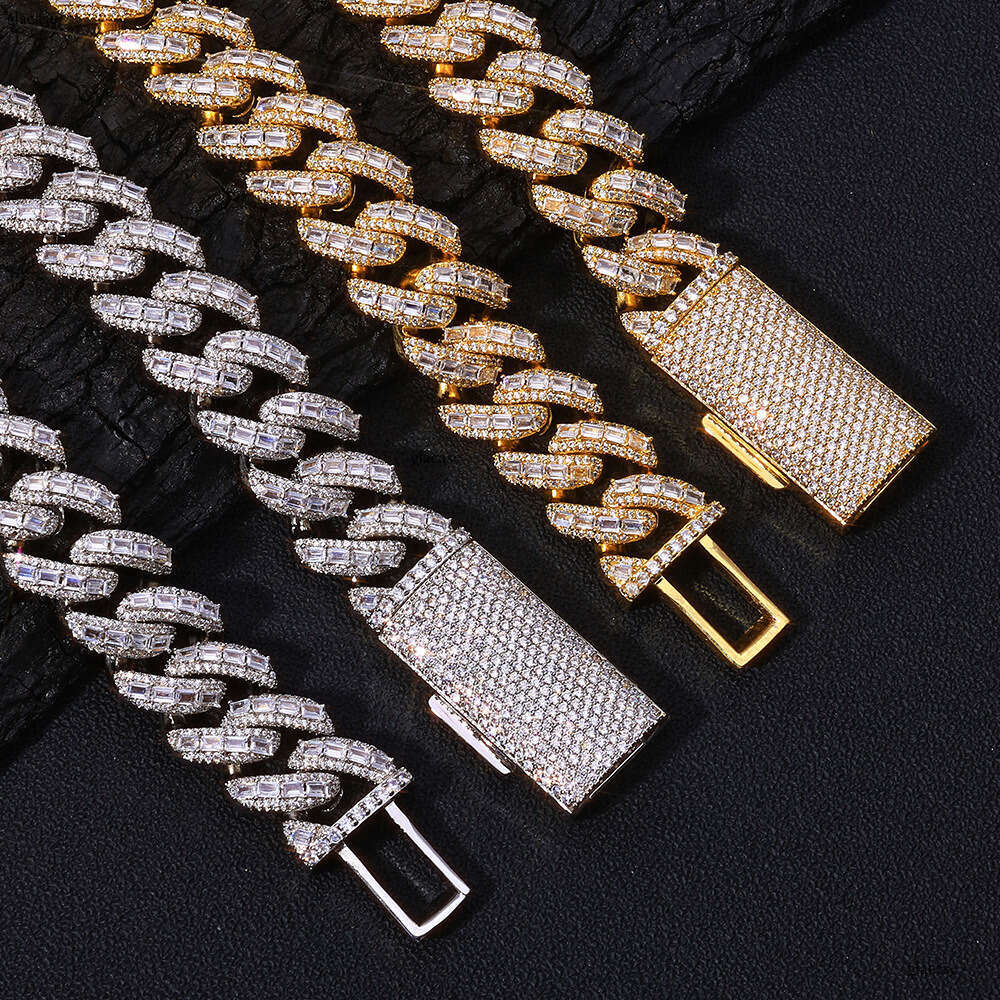 18mm Hip-Hop Cuban Chain High-End Jewelry Mixed Moissanite chain Men's Necklace Accessories