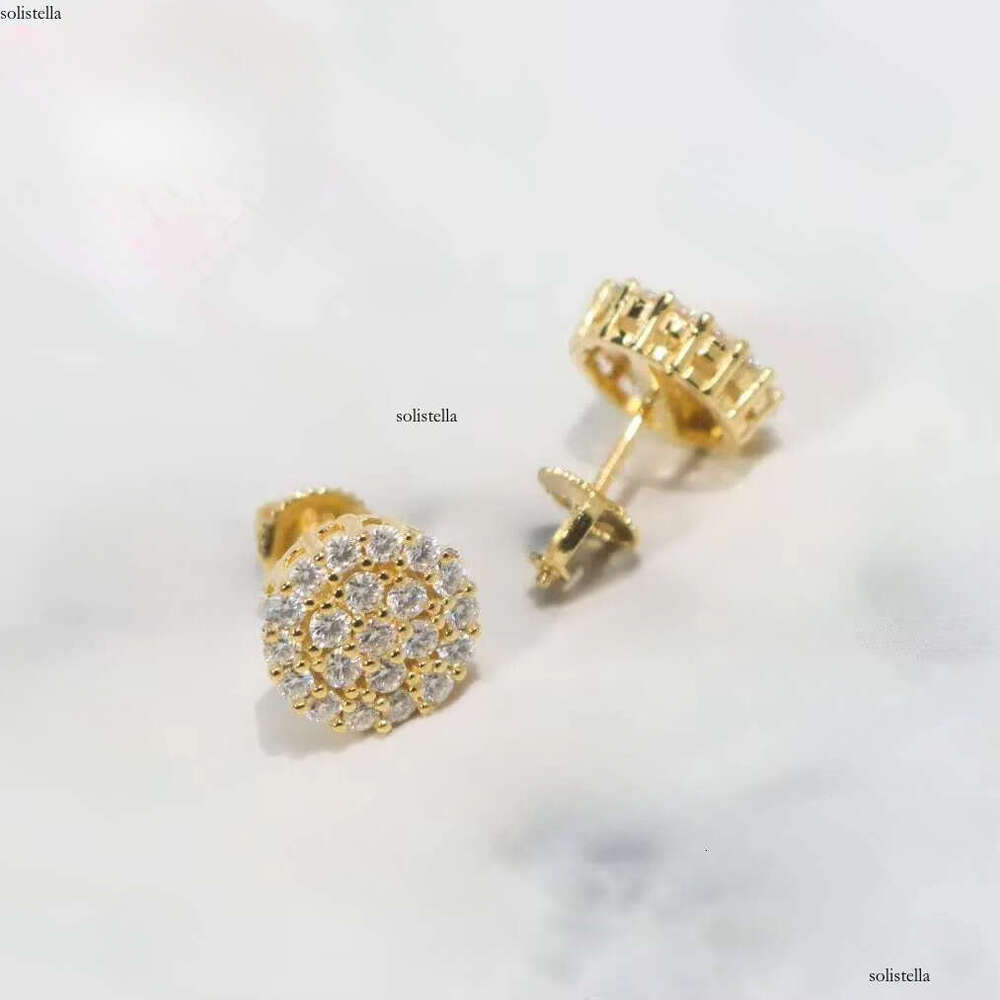 Flower Cluster Shape Stud Screw Back Elegant Iced Out Moissanite Solid Sterling Sier Earrings