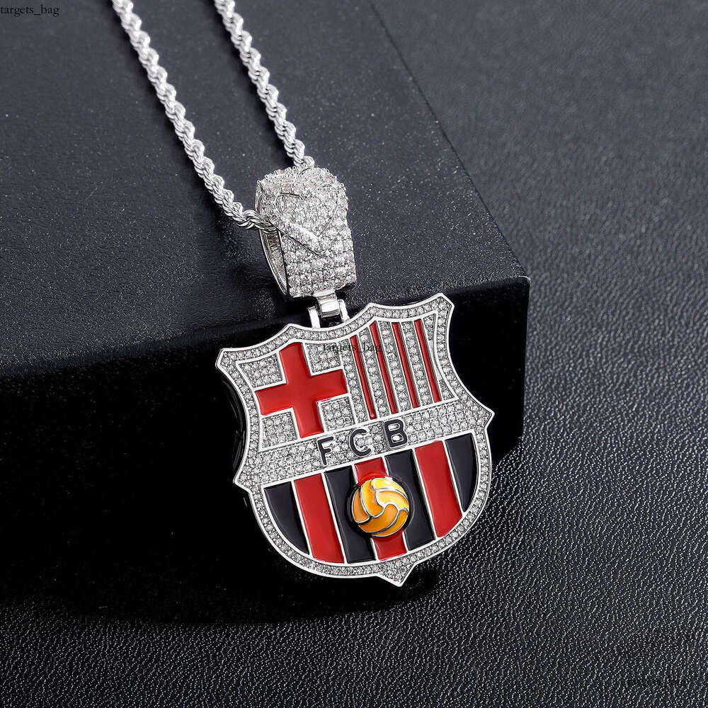 INS Hip-Hop Football Badge Pendant Colorful Enamel Fan Commemorative Necklace