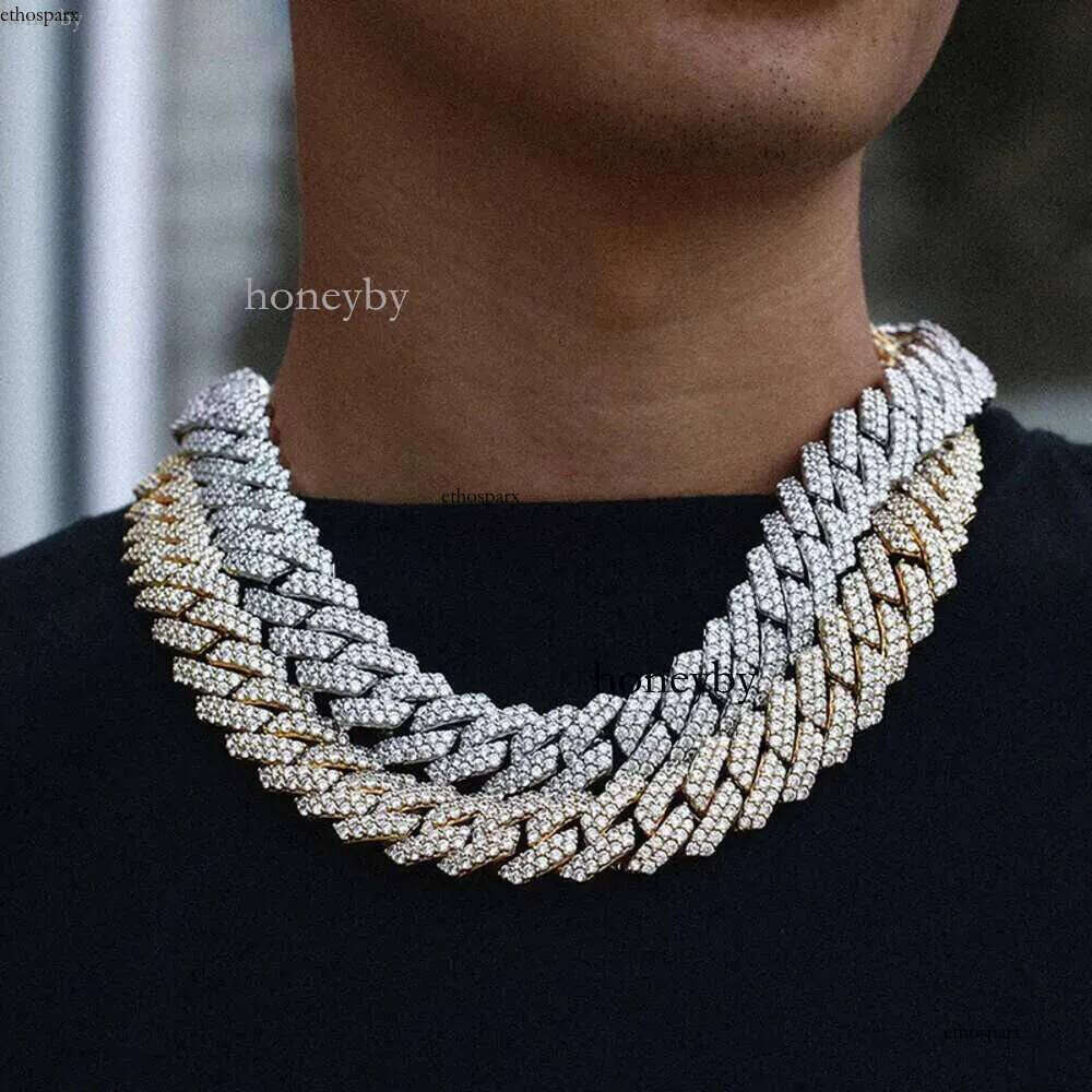 Duyizhao Stock 19mm Full Moissanite Miami Cuban k Chain Necklace Sterg Sier Gold Hip Hop Fashion Jewelry